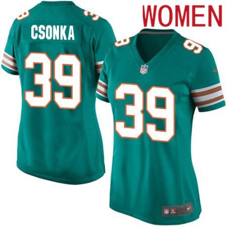 Women Miami Dolphins 39 Larry Csonka Nike Green Alternate Game NFL Jersey